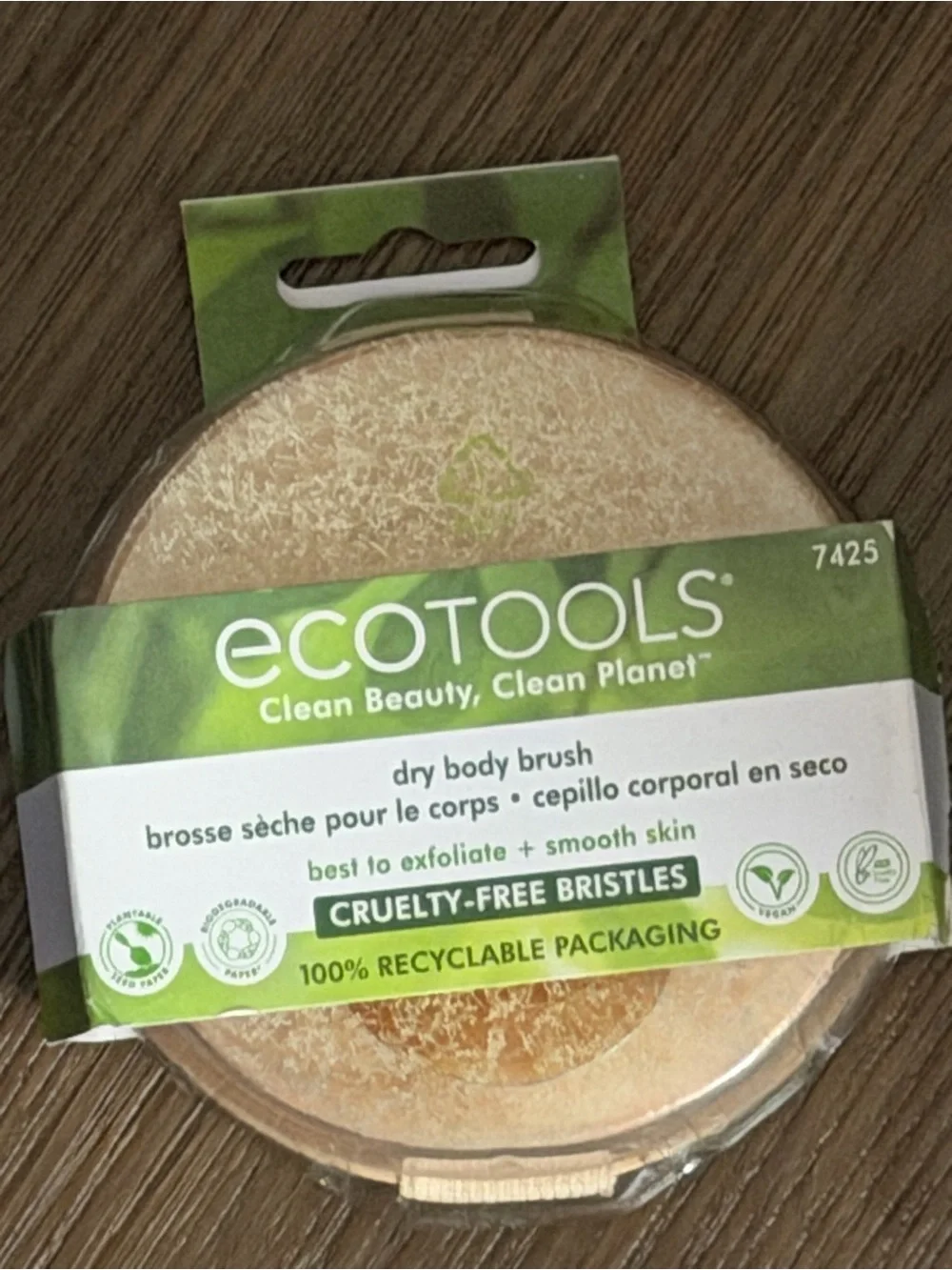 ecotools Natural Beige Dry Body Brush with Green Packaging